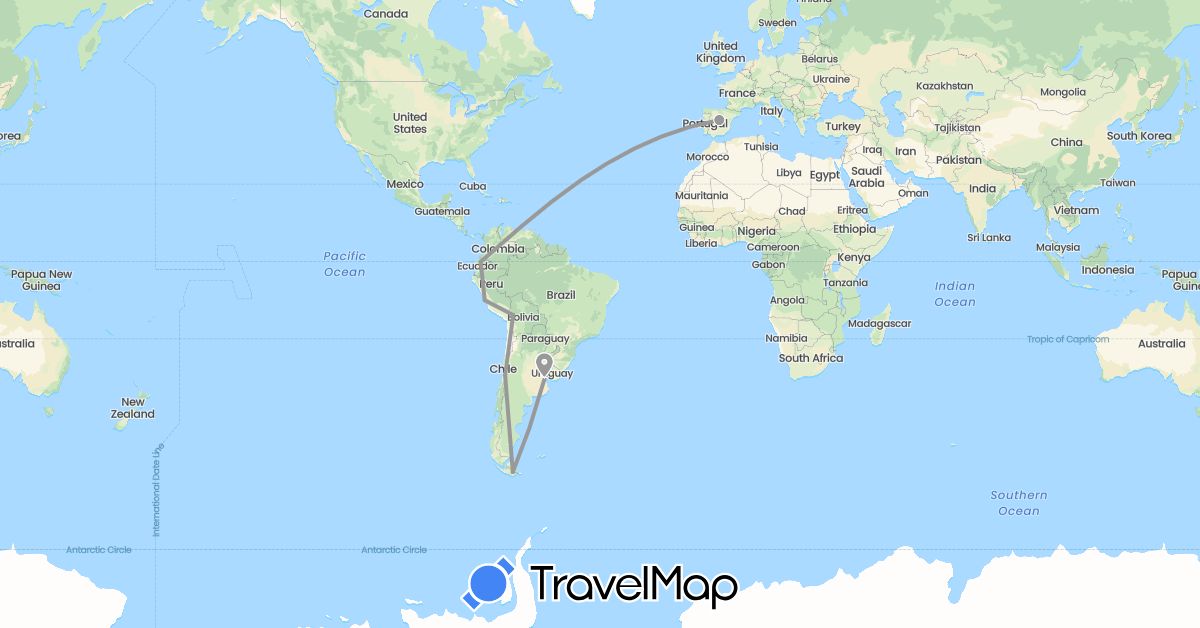 TravelMap itinerary: plane in Argentina, Ecuador, Spain (Europe, South America)